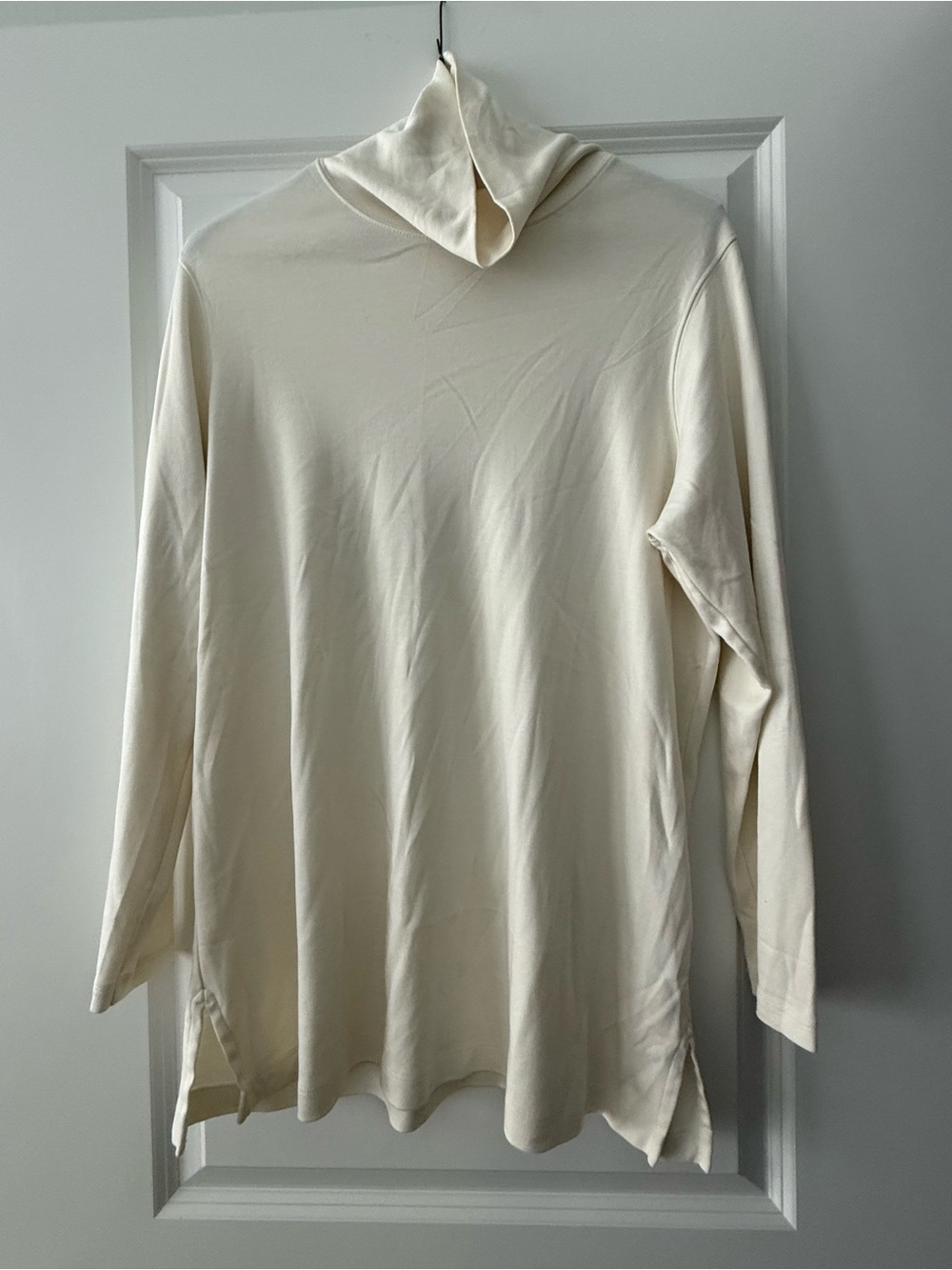 Lands' End Cream Long-Sleeve Turtleneck Long Tee